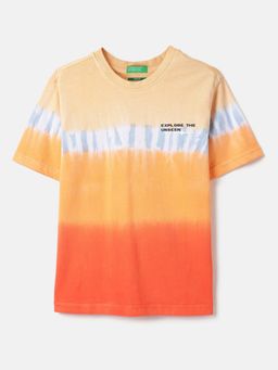 United Colors of Benetton - Multi-Color Relaxed Fit Round Neck Ombre Tie And Dye T-shirt