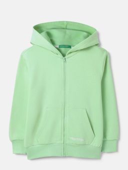 United Colors of Benetton - Green Regular Fit Hooded Neck Typography Drip At Back Hoodie