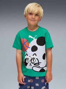 Puma - Green Sporty Cats Kids' Relaxed Graphic T-shirt