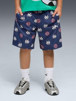 Puma - Blue Sporty Cats Kids' Relaxed Printed Shorts