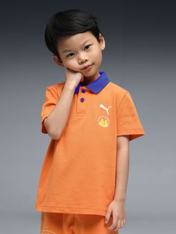 Puma - Orange Catstraunauts Kids' Graphic Print Polo T-shirt