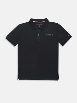Tommy Hilfiger - Black Boys Texture Polo T-shirt