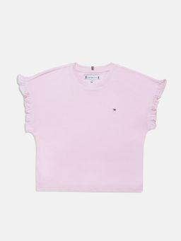 Tommy Hilfiger - Pink Girls Solid Cotton T-shirt