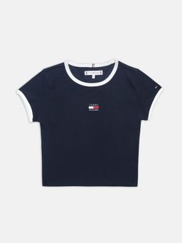 Tommy Hilfiger - Navy Blue Girls Solid Cotton T-shirt