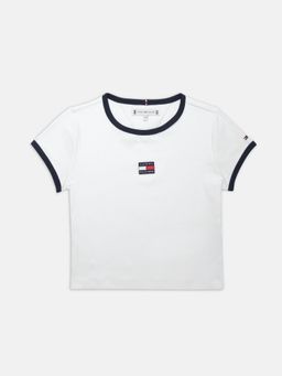 Tommy Hilfiger - White Girls Solid Cotton T-shirt