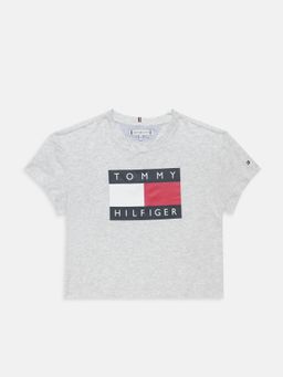 Tommy Hilfiger - Grey Girls Logo Cotton T-shirt