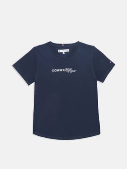 Tommy Hilfiger - Navy Blue Girls Logo Cotton T-shirt