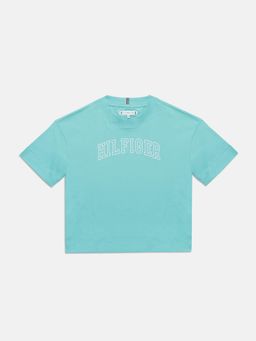 Tommy Hilfiger - Turquoise Girls Logo Cotton T-shirt