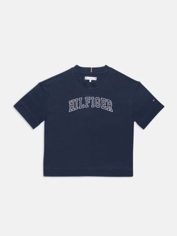 Tommy Hilfiger - Navy Blue Girls Logo Cotton T-shirt