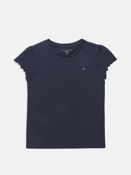 Tommy Hilfiger - Navy Blue Girls Solid Cotton T-shirt