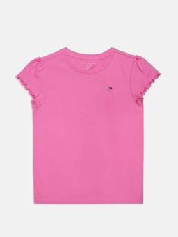 Tommy Hilfiger - Pink Girls Solid Cotton T-shirt