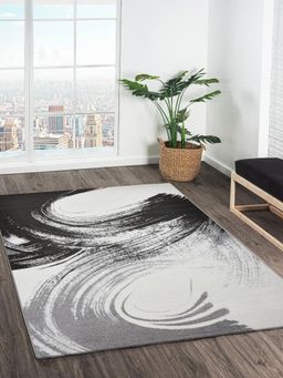 OBSESSIONS - Abstract Polypropylene Carpet, Charcoal and Grey
