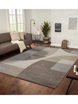 OBSESSIONS - Geometric Polypropylene Carpet, Brown and Cream