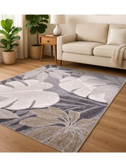 OBSESSIONS - Floral Polypropylene Carpet, Grey