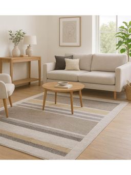 OBSESSIONS - Striped Polypropylene Carpet, Olive