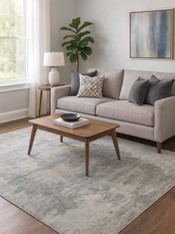 OBSESSIONS - Polyester Machine Made Rectangular Floor Carpet, Light Grey