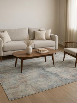 OBSESSIONS - Polyester Machine Made Rectangular Floor Carpet, Light Grey