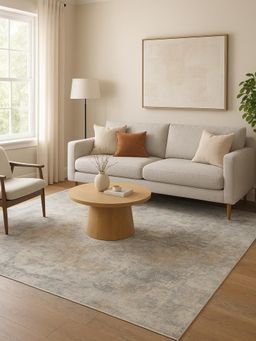 OBSESSIONS - Polyester Machine Made Rectangular Floor Carpet, Light Grey