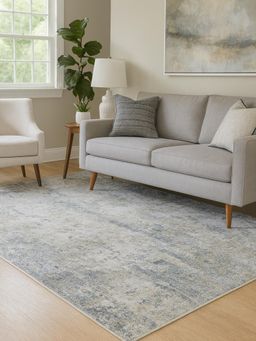 OBSESSIONS - Polyester Machine Made Rectangular Floor Carpet, Light Grey