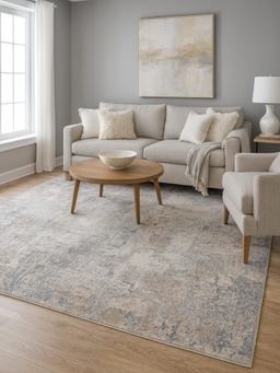 OBSESSIONS - Polyester Machine Made Rectangular Floor Carpet, Light Grey