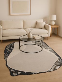 OBSESSIONS - Abstract Polyester Carpet, 5x7 Feet Cream