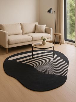 OBSESSIONS - Abstract Polyester Carpet, 6X8 Feet Charcoal