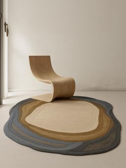 OBSESSIONS - Abstract Polyester Carpet, 5x7 Feet Beige