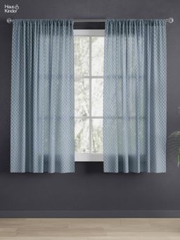 Haus & Kinder - Signature Silver Mesh Sheer Jacquard Curtains , Rod Pocket, 105 GSM