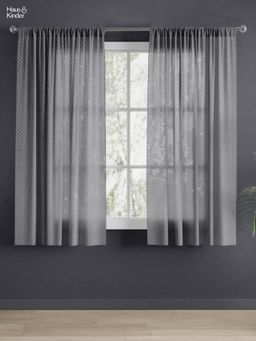 Haus & Kinder - Signature Silver Ripple Sheer Jacquard Curtains , Rod Pocket, 130 GSM (Pack of 2)