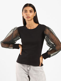 Levi's - Women Black Sheer Casual Top