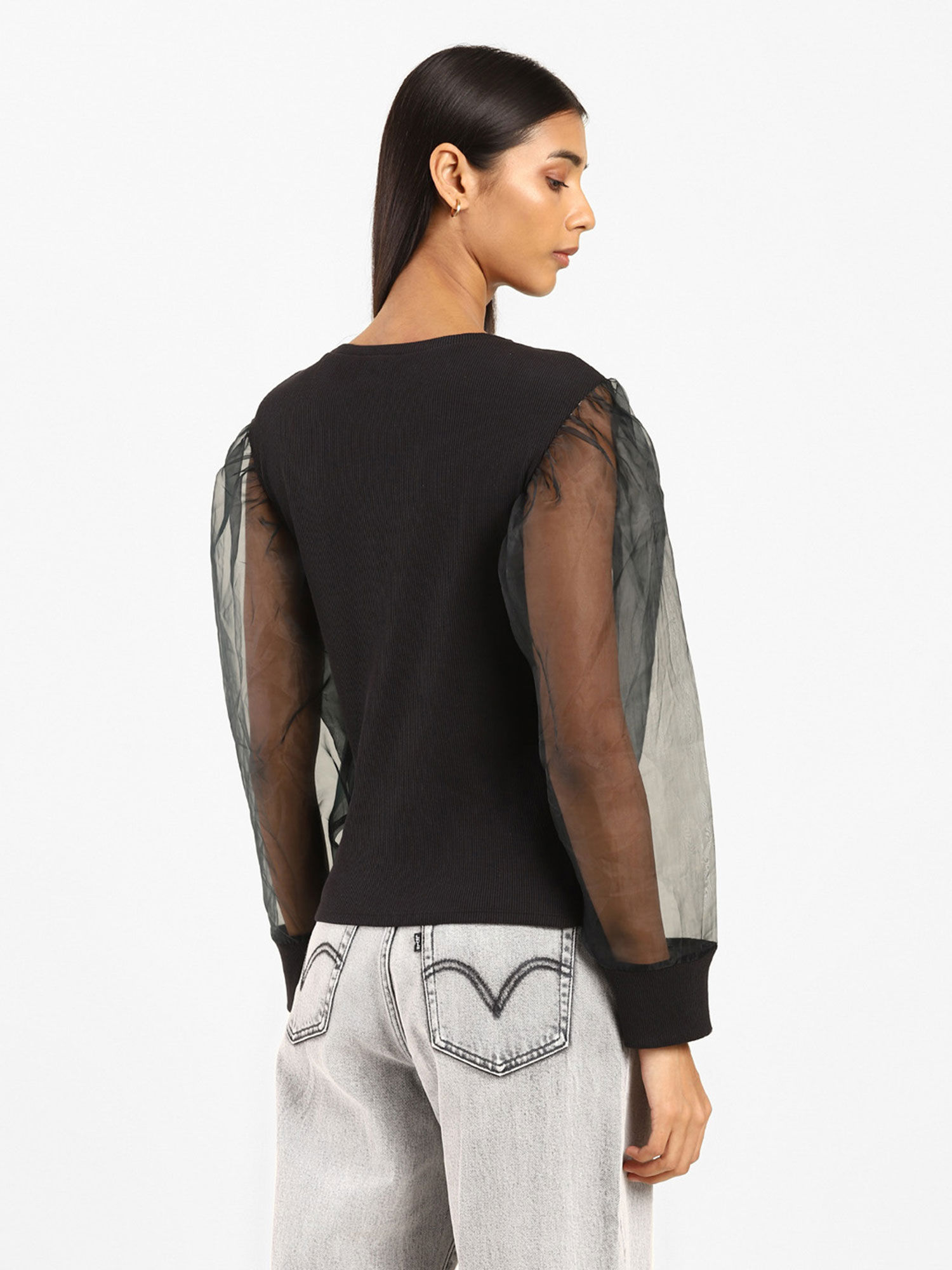 Black Sheer Casual Top Online|Nykaa Fashion