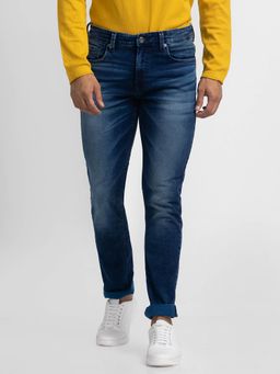 Spykar - Blue Indigo Cotton Regular Fit Narrow Length Jeans for Men (rover)