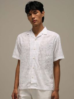 Mufti - Bright White Textured Men Shirt