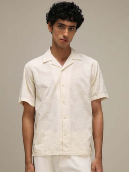 Mufti - Off White Embroidered Men Shirt