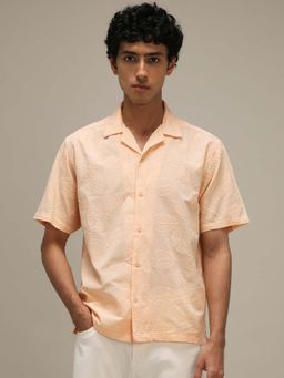 Mufti - Peach Embroidered Men Shirt