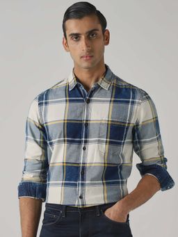 Mufti - Mid Blue Checks Men Shirt
