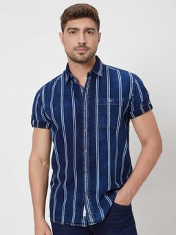 Mufti - Indigo Blue Stripes Men Shirt