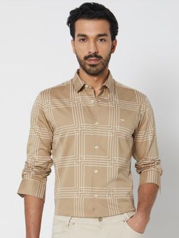 Mufti - Khaki Geometric Men Shirt