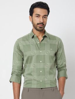 Mufti - Olive Green Geometric Men Shirt