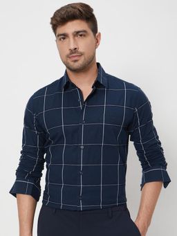 Mufti - Navy Blue Checks Men Shirt