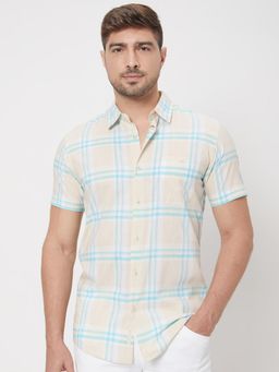 Mufti - Beige Checks Men Shirt