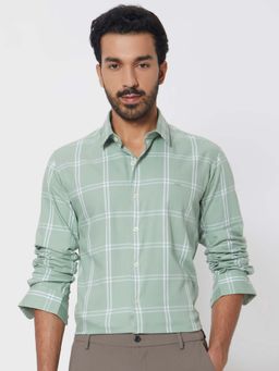Mufti - Light Olive Checks Men Shirt