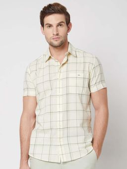 Mufti - Light Green Checks Men Shirt