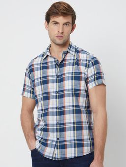 Mufti - Navy Blue Checks Men Shirt