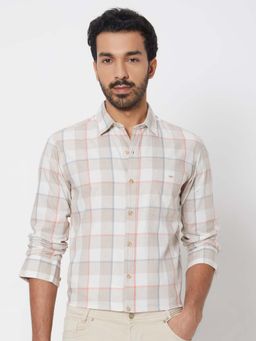 Mufti - Light Khaki Checks Men Shirt