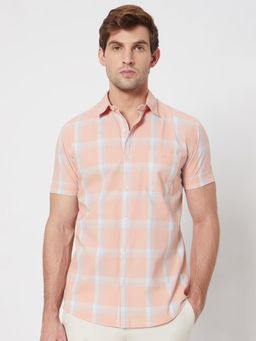 Mufti - Peach Checks Men Shirt