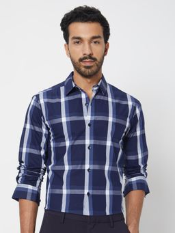 Mufti - Navy Blue Checks Men Shirt