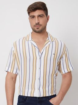 Mufti - White Stripes Men Shirt