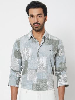 Mufti - Light Olive Paisley Men Shirt