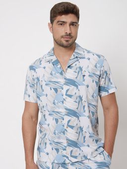 Mufti - White Abstract Men Shirt